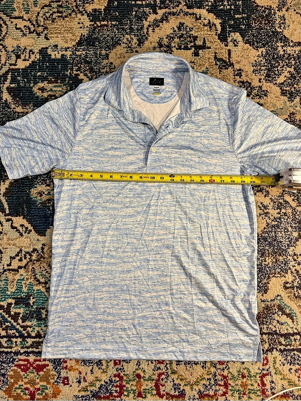 PGA TOUR Men's Abstract Polo Blue & White Size Large